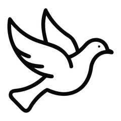 “Flying Dove Silhouette – Peace Bird Vector Icon, Black Winged Bird Illustration”