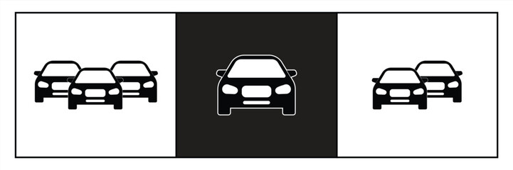 Car icon set. Traffic jam, car, driving, transportation. Isolated on white background, vector illustration.