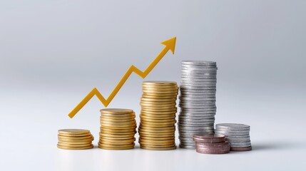 Stack of coins with a gold coin on top and a silver coin on the bottom