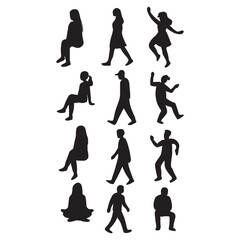 Fototapeta premium Sitting, walking, running people vector