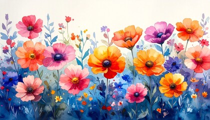 Set of decorative floral design elements. Flat cartoon vector illustration. Illustration of nature flower spring and summer in garden.