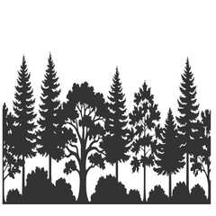 Obraz premium Forest Tree Line Border Silhouette 