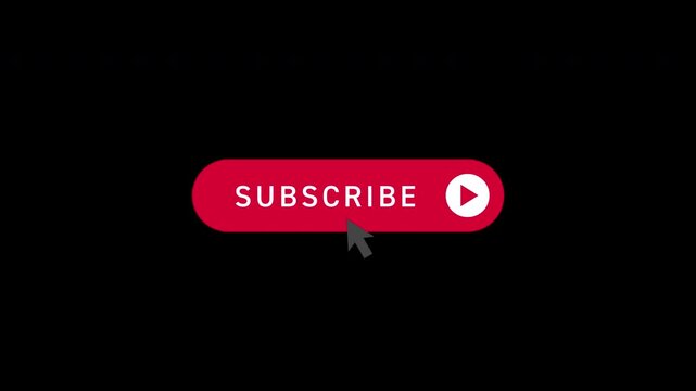 Subscribe button click animation with play icon (4K, transparent background)