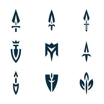 Spear logo icon set vector illustration designhead spear logo vintage illustration design vector