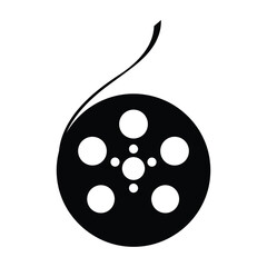 Film reel silhouette movie industry entertainment and cinematic arts symbol