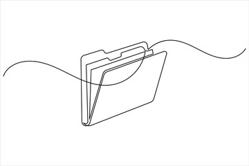 Obraz premium Continuous line art drawing of file folder document storage icon