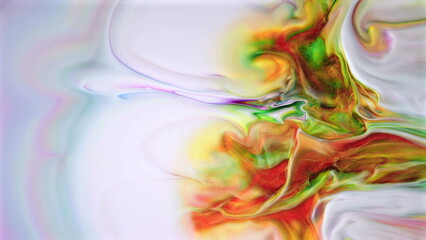 Vibrant fluid art with swirling colors and shimmering particles