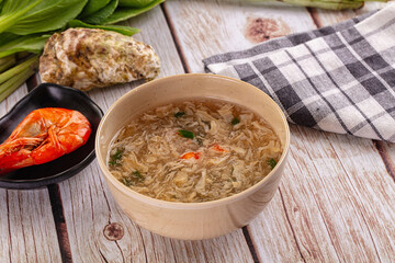 Asian soup with crab and prawn