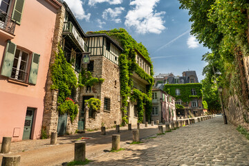 Paris France historic streets of Montmartre artist district