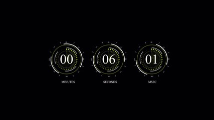 Futuristic Digital Countdown Timer with Neon Numbers on Black Background. - Powered by Adobe