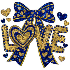 Express Your Love with this Stunning Design Featuring Glittering Gold and Royal Blue Accents, Perfect for Valentine's Day or Romantic Celebrations
