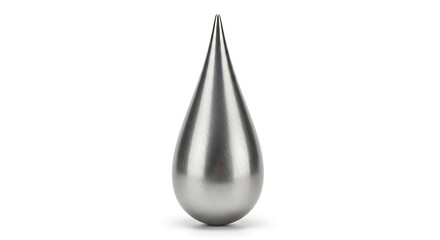 Obraz premium A single metallic teardrop shape isolated on a white background.