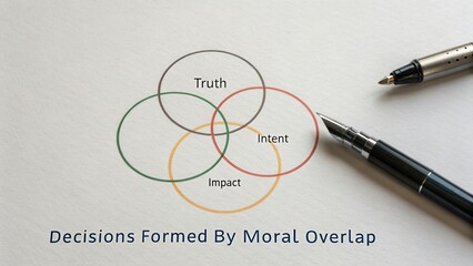 Diagram Illustrating the Intersection of Truth, Intent, and Impact in Decisions and Moral Overlap Concept