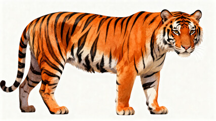 Tiger with orange stripes and black markings