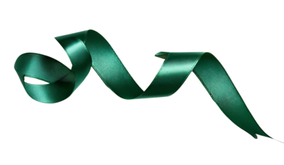 Green Satin Ribbon Swirl isolated on a transparent background