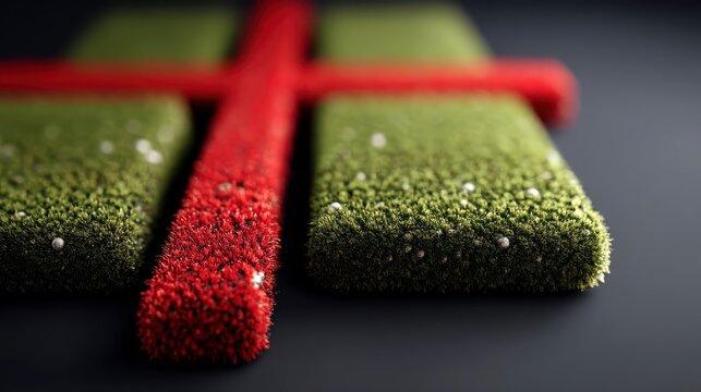 Green and red grass textured surfaces with white speckles abstract pattern