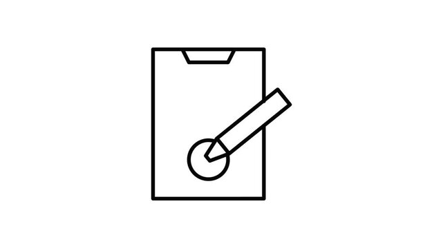 Clipboard icon featuring a pen and paper, symbolizing note-taking or document management.