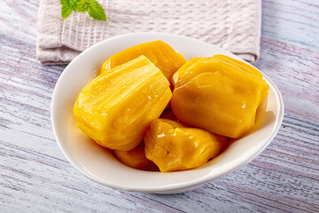 Canned sweet juicy yellow Jackfruit