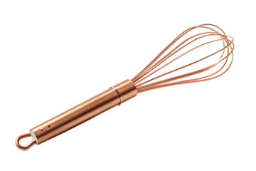 Miniature Copper Whisk With Handle Isolated on Transparent Background