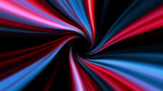 Dynamic red and blue vortex tunnel featuring flowing neon streaks twisting rapidly into the center, perfect for abstract motion backgrounds, digital visual effects, high-tech themes, and music-driven 