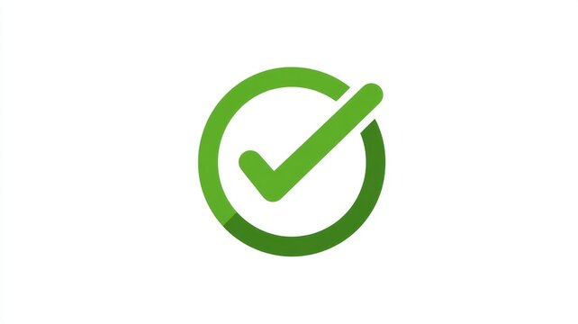 Green check mark icon inside circular checkbox symbol with approval and confirmation concept, accept tick mark and checklist illustration on clean white background, business and digital design vector