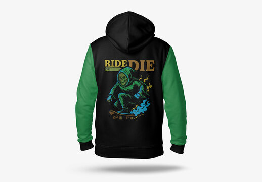 Skull Reaper Skateboarding Hoodie Design Template