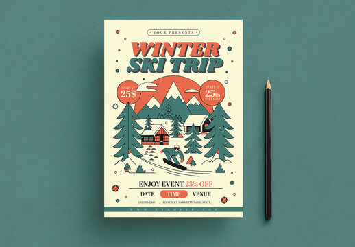 Winter Ski Trip Flyer Design Laout