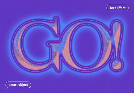 Vibrant Neon Glow Text Effect Template with Retro Grain Texture