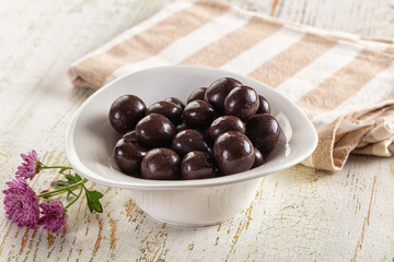 Nut in chocolate balls sweet candy