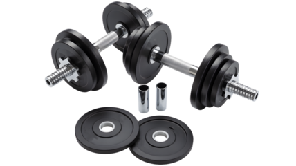 These adjustable dumbbells are ready for weight lifting and strength training.