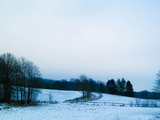 Winter landscape in Kashubia.