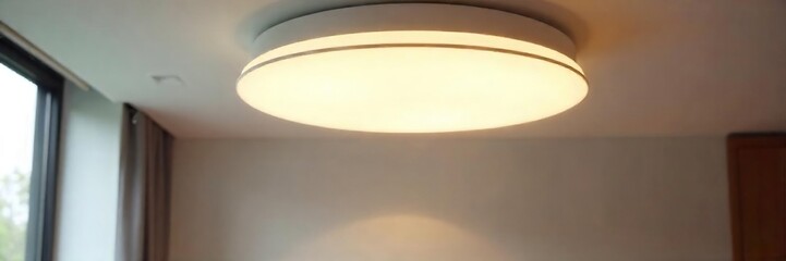 Sleek Minimalist Ceiling Light Fixture Illuminates Bright Airy Room, Creating a Sophisticated Contemporary Ambiance Perfect for Modern Interiors