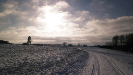 Winter landscape in Kashubia.
