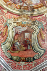 Fresco on the ceiling of the parish church of Our Lady of Sorrows in Krizevci, Croatia
