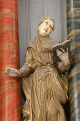 Saint Anne, statue on the main altar in the parish church of Our Lady of Sorrows of Carinthia in Krizevci, Croatia