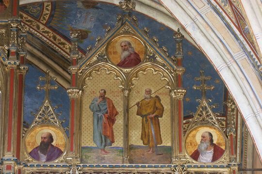 Prophet Malachi, Saints Jacob and Simon, Prophet Daniel below, Prophet Micah above, iconostasis in the Greek Catholic Cathedral of the Holy Trinity in Krizevci, Croatia
