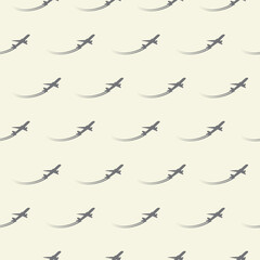 Fly travel takeoff silhouette seamless pattern isolated on color background