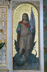 Obraz premium Saint George, the altar of the Sacred Heart of Jesus in the parish church of the Holy Trinity in Karlovac, Croatia