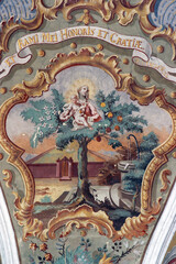 Virgin Mary with Child Jesus, fresco in the parish church of Gospa od Snjega in Kutina, Croatia