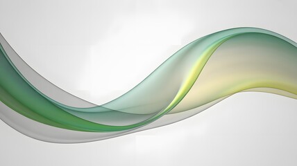 Green and Yellow Abstract Wave Flowing on White Background