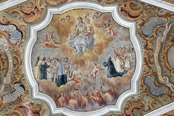 Fototapeta premium Our Lady of Mount Carmel, fresco in the parish church of Our Lady of Snow in Kutina, Croatia