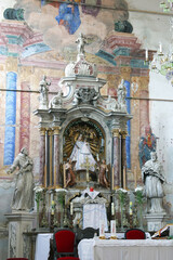 Main altar in the Church of the Visitation of the Virgin Mary in Marija Gorica, Croatia