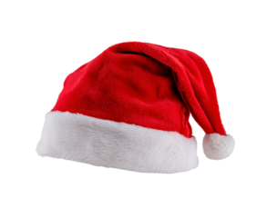 Classic red santa hat for christmas celebrations and holiday themes on transparent background