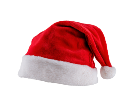 Classic red santa hat for christmas celebrations and holiday themes on transparent background