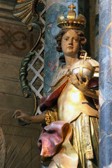 Saint Emeric of Hungary, statue on the Altar of Our Lady of the Scapular in the Church of the Blessed Virgin Mary in Jastrebarsko, Croatia