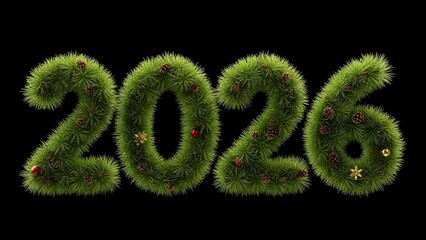 Mossy 2026 new year celebration numbers on black background