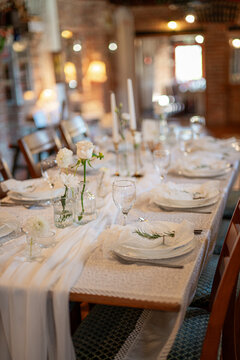 table in restaurant on a wedding day 