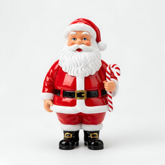 Fototapeta premium Small traditional santa claus figurine toy isolated on white background christmas holiday character decoration