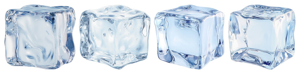 PNG Transparent ice cubes on white, element set on transparent background