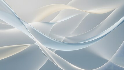 Abstract flowing translucent waves of light blue and cream